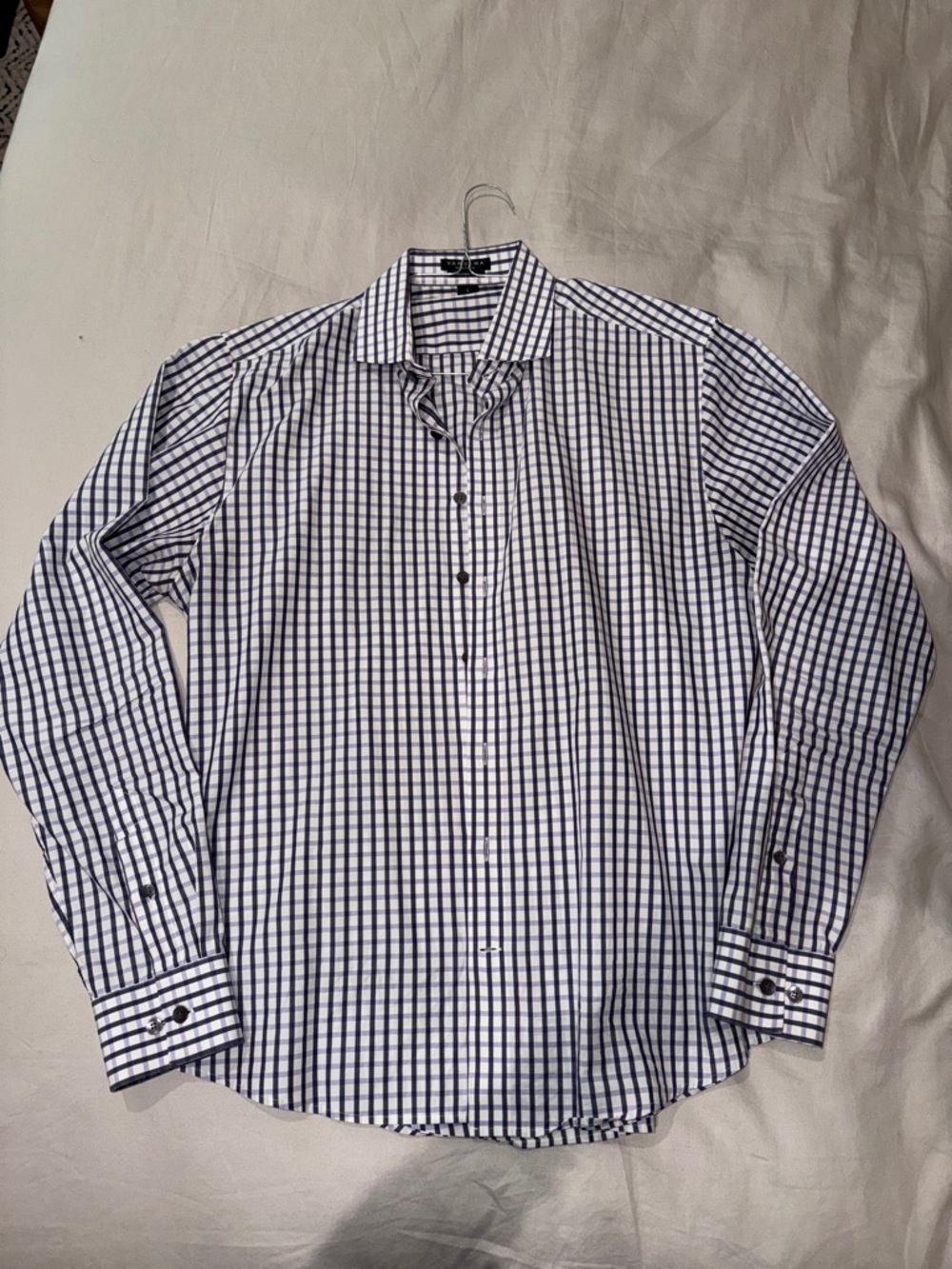 Men's purple, navy and White Check Dress Shirt - Classic Collared Button-Down